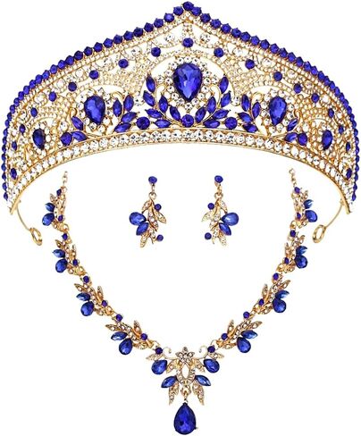 Princess Tiara Crown and Jewelry Sets for Women Wedding Rhinestone Crystal Tiaras and Crowns with Necklace Earrings Party Birthday Accessories in Saudi Arabia