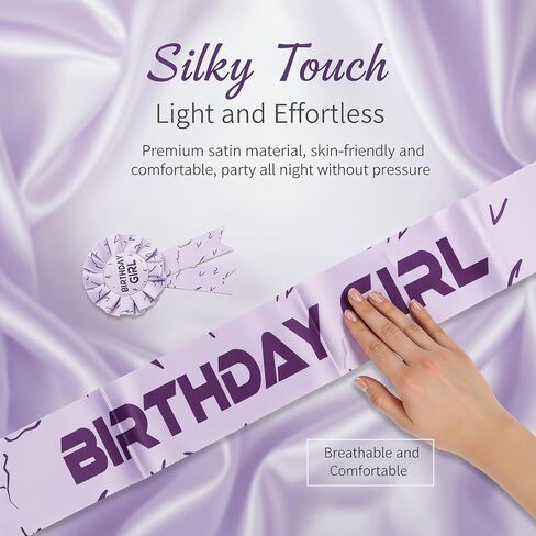for K-Pop Purple Birthday Girl Sash & Badge Pin Set Party Accessory | K-Pop Theme Purple Crack Lightning Pattern 2-in-1 Costume Badge & Sash for Korea-pop Happy Birthday Party Decoration Favors in Saudi Arabia