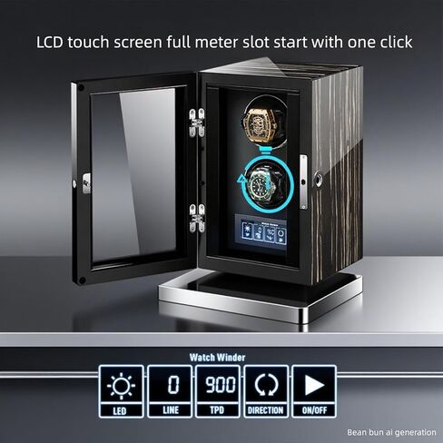 9 Watch Winders for Automatic Watches with Fingerprint Locking, Quiet Motor LCD Touchscreen, Built-in LED Backlight, Soft Adjustable Pillow for Universal Watch in Kuwait