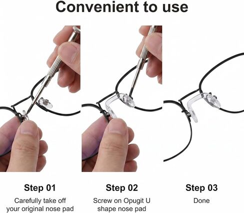 24 Pcs U-Shaped Nose Pads for Glasses, Screw-in Silicone Nose Pads | 3 Sizes Anti Slip Glasses Nose Pad Eyeglasses Repair Kit with 48 Screws and Screwdriver for Most Glasses in Kuwait