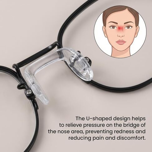 24 Pcs U-Shaped Nose Pads for Glasses, Screw-in Silicone Nose Pads | 3 Sizes Anti Slip Glasses Nose Pad Eyeglasses Repair Kit with 48 Screws and Screwdriver for Most Glasses in Kuwait