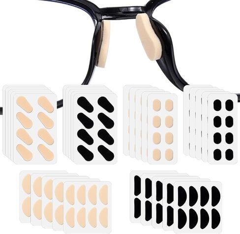 EVA Foam Nose Pads for Glasses, 30 Sheets/120 Pairs Non-Slip Cushion, Soft Eyeglass Nose Pads Lightweight Silicone Adhesive Grips Skin/Black 1mm/1.5mm in Kuwait