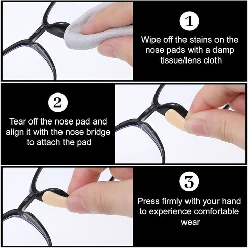 EVA Foam Nose Pads for Glasses, 30 Sheets/120 Pairs Non-Slip Cushion, Soft Eyeglass Nose Pads Lightweight Silicone Adhesive Grips Skin/Black 1mm/1.5mm in Kuwait