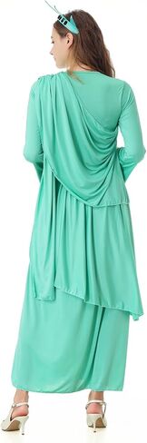 GRAJTCIN Women's Statue of Liberty Costume Lady Liberty Costume with Crown Adult Independence Day Halloween Party Outfit in Kuwait
