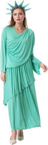 GRAJTCIN Women's Statue of Liberty Costume Lady Liberty Costume with Crown Adult Independence Day Halloween Party Outfit in Kuwait