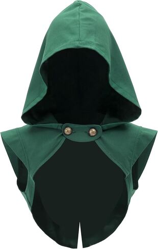 Medieval Hood Cowl Hat Renaissance Short Cape Vintage Cloak Ranger Cosplay Costume LARP in Saudi Arabia
