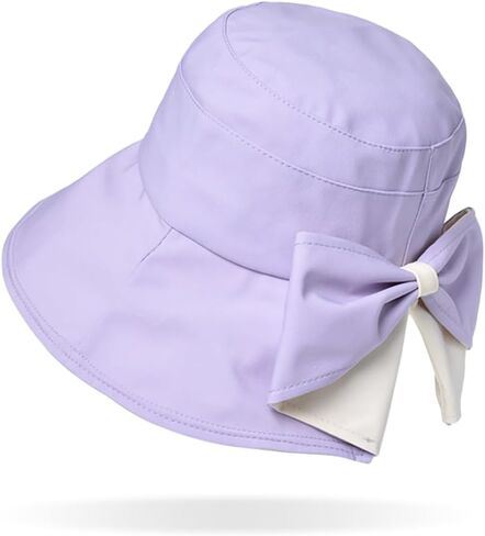 LumiSyne Women Wide Brim Sun Hat UV Protection Solid Color with Bow Styling Bucket Hat with Chin Strap Summer Hat Beach Cap in Kuwait
