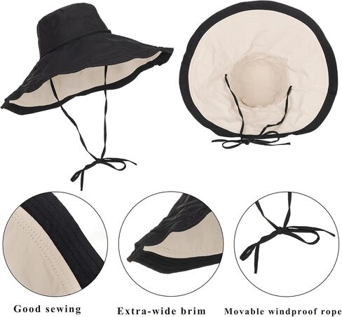 Large Brim Sun Hats for Women UV Protection Summer Beach Hat Foldable Outdoor Bucket Hat in Kuwait