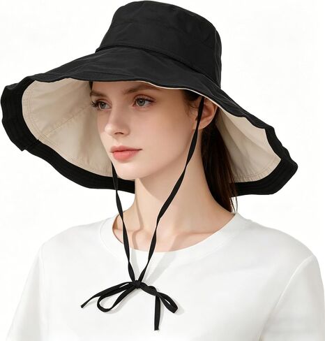 Large Brim Sun Hats for Women UV Protection Summer Beach Hat Foldable Outdoor Bucket Hat in Kuwait