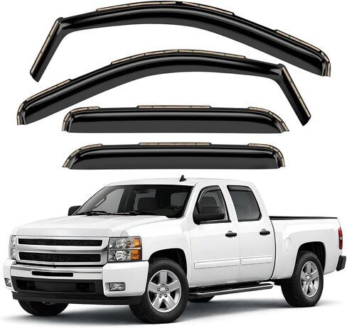 Window Deflectors Smoke Tinted In-Channel Side Window Vent Visor Deflectors Rain Guards Compatible with Chevrolet (Chevy) Silverado 1500 2007-2013 Crew Cab - 4pcs. GW0086 in Kuwait