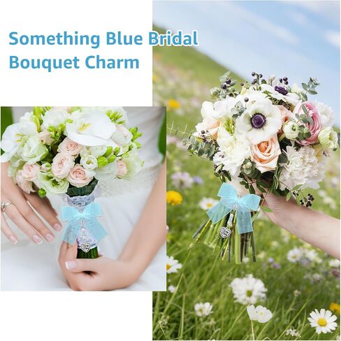 Ximalun Something Blue Wedding Gift Set Bridal Bouquet Charm for Bride to Be Something Blue Gifts for Niece from Aunt Bridal Shower Gifts Bouquet Garter Charm for Bride to Be Wedding Engagement Gift in Kuwait