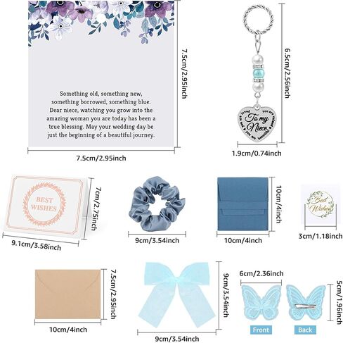 Ximalun Something Blue Wedding Gift Set Bridal Bouquet Charm for Bride to Be Something Blue Gifts for Niece from Aunt Bridal Shower Gifts Bouquet Garter Charm for Bride to Be Wedding Engagement Gift in Kuwait