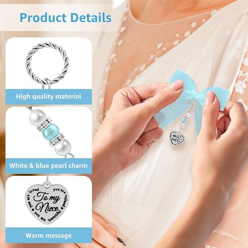 Ximalun Something Blue Wedding Gift Set Bridal Bouquet Charm for Bride to Be Something Blue Gifts for Niece from Aunt Bridal Shower Gifts Bouquet Garter Charm for Bride to Be Wedding Engagement Gift in Kuwait