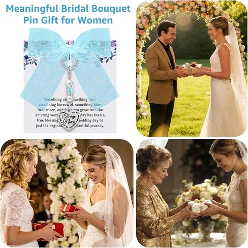 Ximalun Something Blue Wedding Gift Set Bridal Bouquet Charm for Bride to Be Something Blue Gifts for Niece from Aunt Bridal Shower Gifts Bouquet Garter Charm for Bride to Be Wedding Engagement Gift in Kuwait