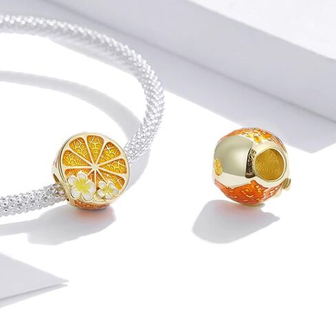 Cherry Blossom Lemon Charm 925 Sterling Silver Charm Fits For Pandora Bracelet Necklace in Kuwait