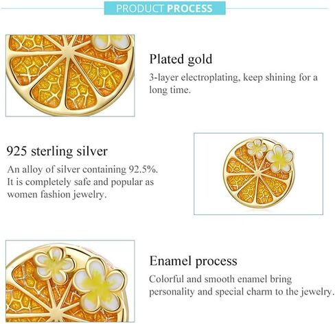Cherry Blossom Lemon Charm 925 Sterling Silver Charm Fits For Pandora Bracelet Necklace in Kuwait