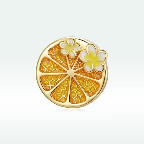 Cherry Blossom Lemon Charm 925 Sterling Silver Charm Fits For Pandora Bracelet Necklace in Kuwait