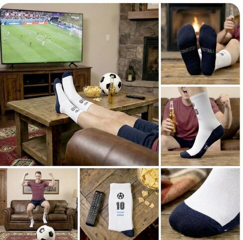 Fathers Day Gift From Daughter Wife Son Funny Socks for Men,Fun Soccer Socks,Novelty Crew Socks,Cool Soccer Gifts for Teens,Youth,Sports Fans and Players,Cotton Socks 2 Pairs in Saudi Arabia