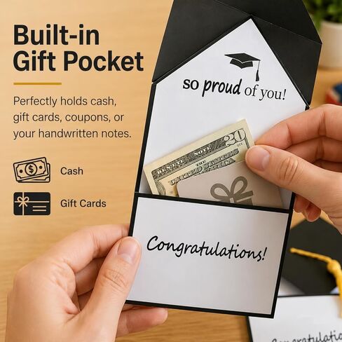 Jxueych Graduation 2025 Money Holder Congratulations Card with Envelope | Cap & Tassel Design | Congrats Gift for Graduate in Saudi Arabia