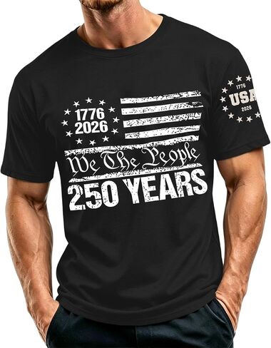 4Th of July Shirts for Men 250 Anniversary USA Shirt Patriotic Shirt Short Sleeve Crew Neck T-Shirts in Saudi Arabia