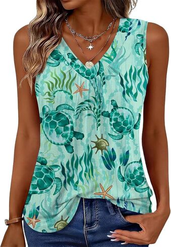 Blingfit Tank Top for Women Summer Sleeveless Tops V Neck Loose Fit Pleated Shirts Dressy Casual Basic Tees 2026 in Saudi Arabia