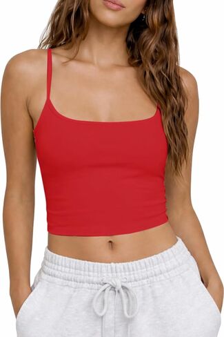 CHYRII Womens Tank Tops with Built in Bras Summer Cropped Sleeveless Square Neck Going Out Basic Camisole Tops in Saudi Arabia