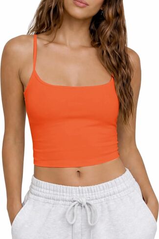 CHYRII Womens Tank Tops with Built in Bras Summer Cropped Sleeveless Square Neck Going Out Basic Camisole Tops in Saudi Arabia