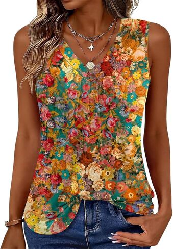 Blingfit Tank Top for Women Summer Sleeveless Tops V Neck Loose Fit Pleated Shirts Dressy Casual Basic Tees 2026 in Saudi Arabia