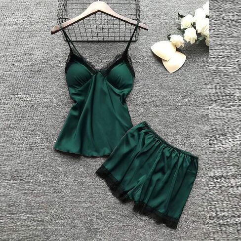 Ladies Pajamas Sets With Robe Satin Lingeries Silk Lounge Sets 4 Piece Sexy Pjs Cami Shorts Sleepwear Lace Loungewear in Kuwait