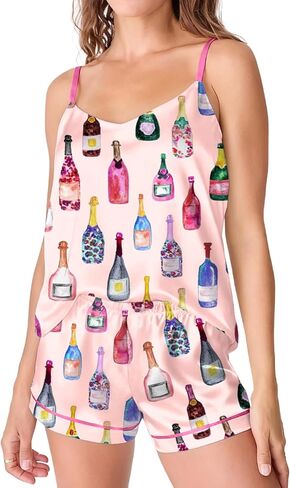 SHESHOW Satin Pajamas for Women Set Cute 2 Piece Tank Top and Shorts Bridal Pajama Set Soft Sleepwear with Pocket in Saudi Arabia