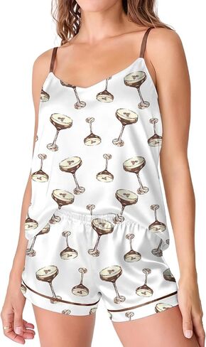 SHESHOW Satin Pajamas for Women Set Cute 2 Piece Tank Top and Shorts Bridal Pajama Set Soft Sleepwear with Pocket in Saudi Arabia
