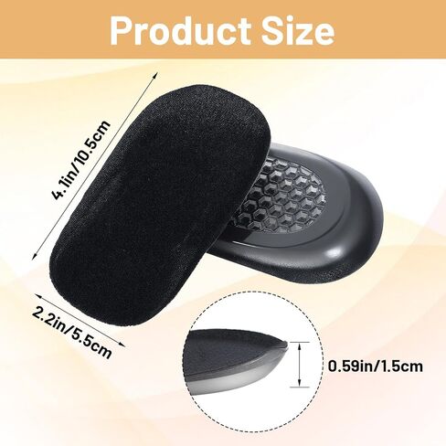2PCS Heel Lifts for Men, Height Increase Insole Gel Height for Leg Length Discrepancy & Heel Pain Relief (Black, 0.59 Inch Height) in Kuwait