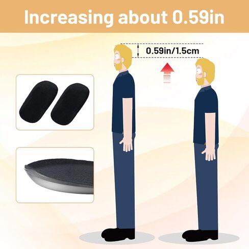 2PCS Heel Lifts for Men, Height Increase Insole Gel Height for Leg Length Discrepancy & Heel Pain Relief (Black, 0.59 Inch Height) in Kuwait