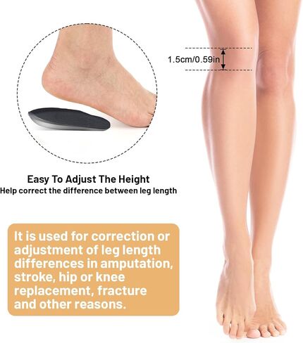 2PCS Heel Lifts for Men, Height Increase Insole Gel Height for Leg Length Discrepancy & Heel Pain Relief (Black, 0.59 Inch Height) in Kuwait
