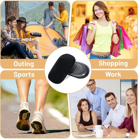 2PCS Heel Lifts for Men, Height Increase Insole Gel Height for Leg Length Discrepancy & Heel Pain Relief (Black, 0.59 Inch Height) in Kuwait