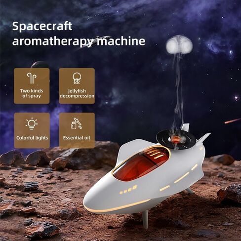Spacecraft Aroma Diffuser with 2 Spray Modes - 3-Speed Timer (2H/4H/8H) Colorful Gradient Atmosphere Lamp, Large Opening Water Tank, Fine Mist Essential Oil Diffuser for Home Bedroom Office in Saudi Arabia