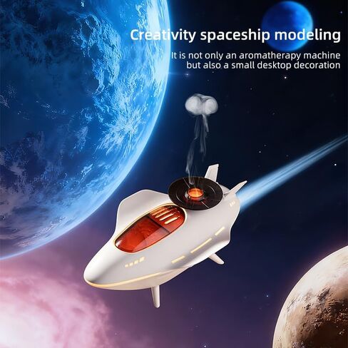 Spacecraft Aroma Diffuser with 2 Spray Modes - 3-Speed Timer (2H/4H/8H) Colorful Gradient Atmosphere Lamp, Large Opening Water Tank, Fine Mist Essential Oil Diffuser for Home Bedroom Office in Saudi Arabia