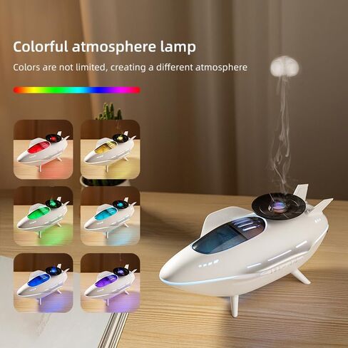 Spacecraft Aroma Diffuser with 2 Spray Modes - 3-Speed Timer (2H/4H/8H) Colorful Gradient Atmosphere Lamp, Large Opening Water Tank, Fine Mist Essential Oil Diffuser for Home Bedroom Office in Saudi Arabia
