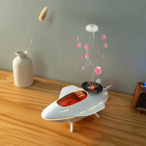 Spacecraft Aroma Diffuser with 2 Spray Modes - 3-Speed Timer (2H/4H/8H) Colorful Gradient Atmosphere Lamp, Large Opening Water Tank, Fine Mist Essential Oil Diffuser for Home Bedroom Office in Saudi Arabia