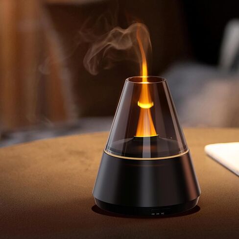 Essential Oil Diffuser, Luxury-Style Aromatherapy Diffuser with Candlelight Night Light Effect, Ultrasonic Cool Mist Humidifier, Remote Control Function, Suitable for Home Living Room and Office in Saudi Arabia