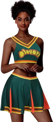 Women Cheerleader Costume Dress Outfit Adult Girls 2 Piece Cheerleading Crop Top Skirt Halloween Cosplay Uniform in Saudi Arabia