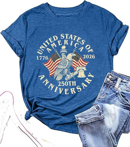 USA 250 Anniversary Shirts Womens 4th of July Tshirts 1776 2026 American 250th Birthday Patriotic Tee Tops in Kuwait