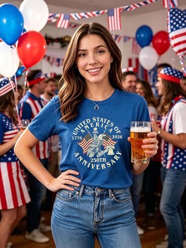 USA 250 Anniversary Shirts Womens 4th of July Tshirts 1776 2026 American 250th Birthday Patriotic Tee Tops in Kuwait