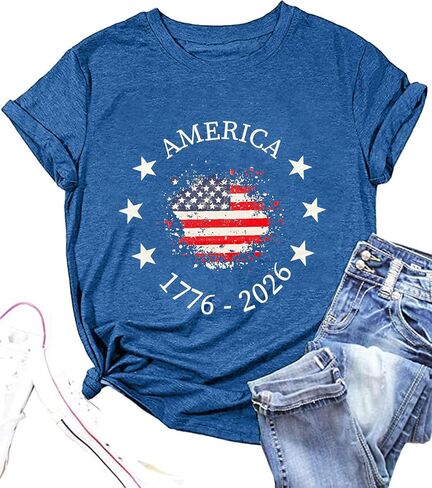 USA 250 Anniversary Shirts Womens 4th of July Tshirts 1776 2026 American 250th Birthday Patriotic Tee Tops in Saudi Arabia