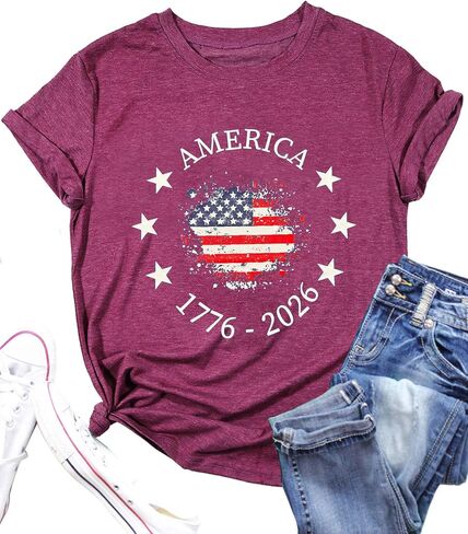 USA 250 Anniversary Shirts Womens 4th of July Tshirts 1776 2026 American 250th Birthday Patriotic Tee Tops in Kuwait