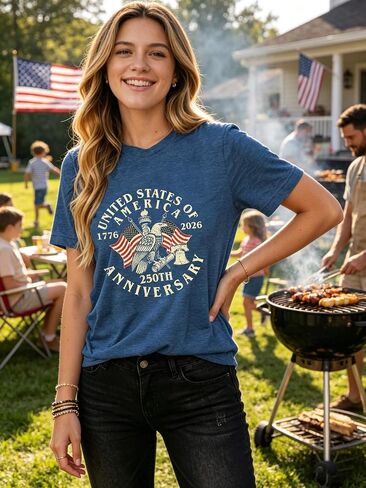 USA 250 Anniversary Shirts Womens 4th of July Tshirts 1776 2026 American 250th Birthday Patriotic Tee Tops in Kuwait