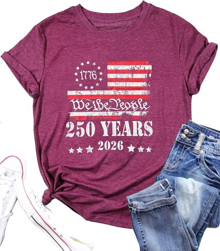 USA 250 Anniversary Shirts Womens 4th of July Tshirts 1776 2026 American 250th Birthday Patriotic Tee Tops in Kuwait