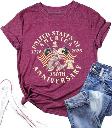 USA 250 Anniversary Shirts Womens 4th of July Tshirts 1776 2026 American 250th Birthday Patriotic Tee Tops in Kuwait