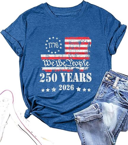 USA 250 Anniversary Shirts Womens 4th of July Tshirts 1776 2026 American 250th Birthday Patriotic Tee Tops in Kuwait