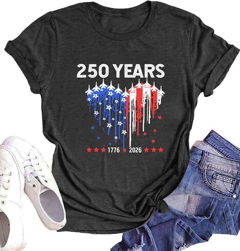250 Years American Flag Shirt Womens 250th Anniversary USA T-Shirt Independence Day Freedom Tee Top in Saudi Arabia